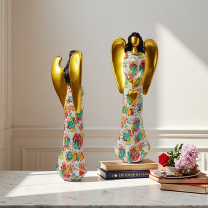 Engel Statue with Flower Pattern Acalora