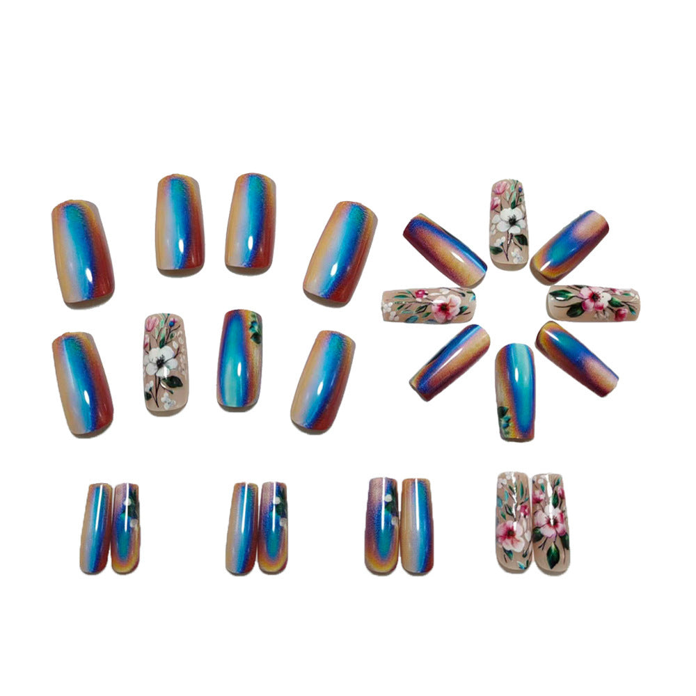 Artificial nails with floral and holographic accents Acalora