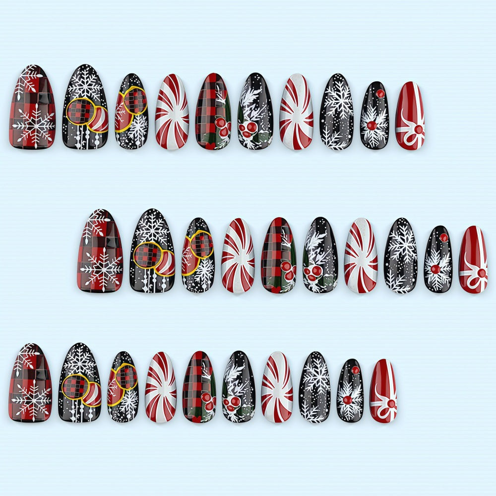 Artificial nails in festive Christmas design Acalora