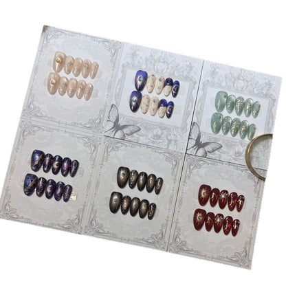 Decorative Press-On Nail Set with Celestial Accents Acalora