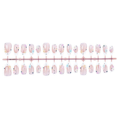 Decorative Press-On Nail Set with Floral Embellishments Acalora