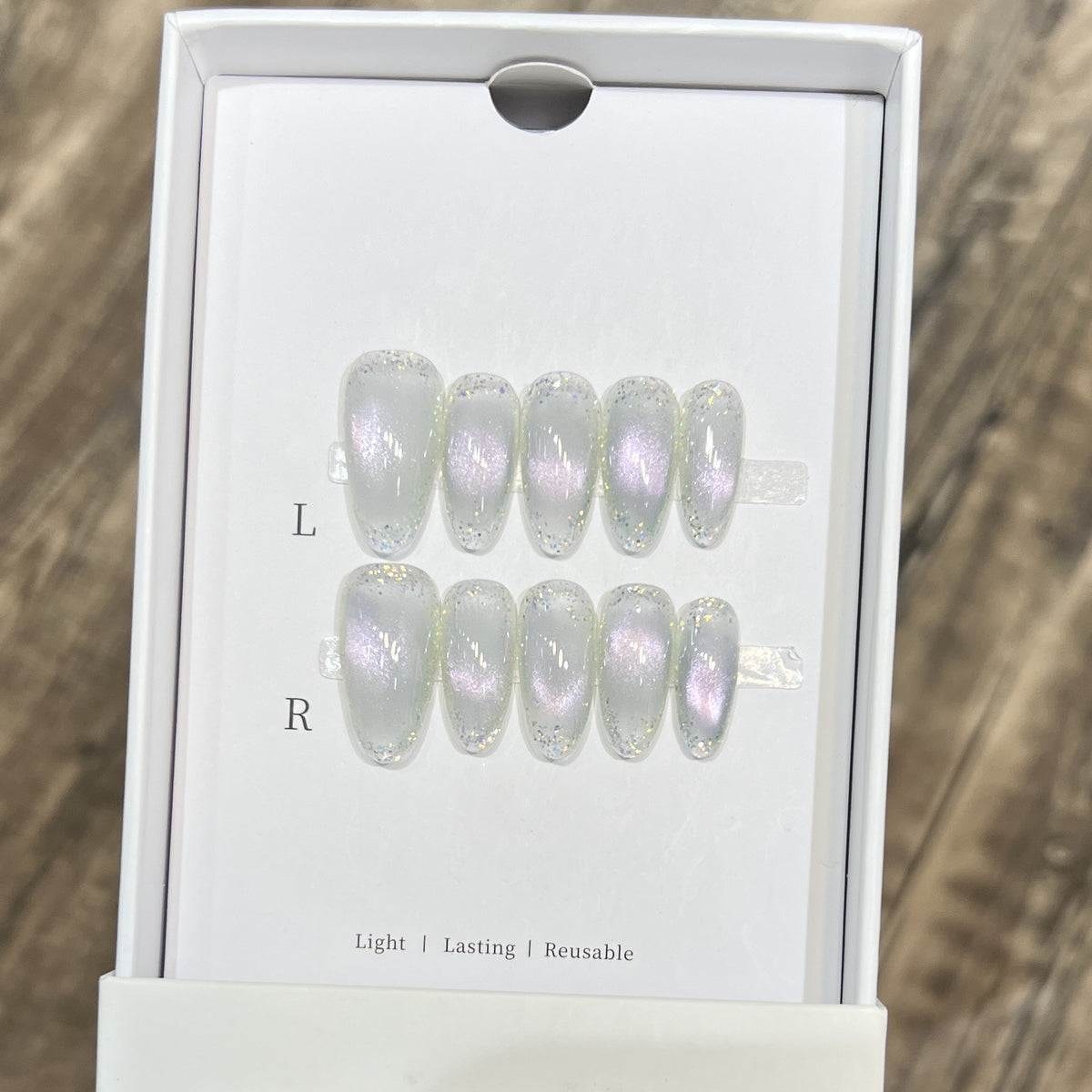 Handmade Press-On Nail Set with Iridescent Finish Acalora