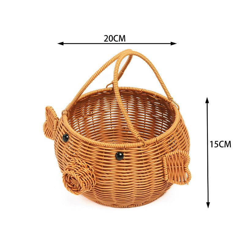 Decorative Animal-Shaped Woven Storage Basket Acalora