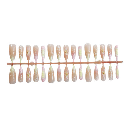 Floral Design Press-On Nail Set with Elegant Accents Acalora