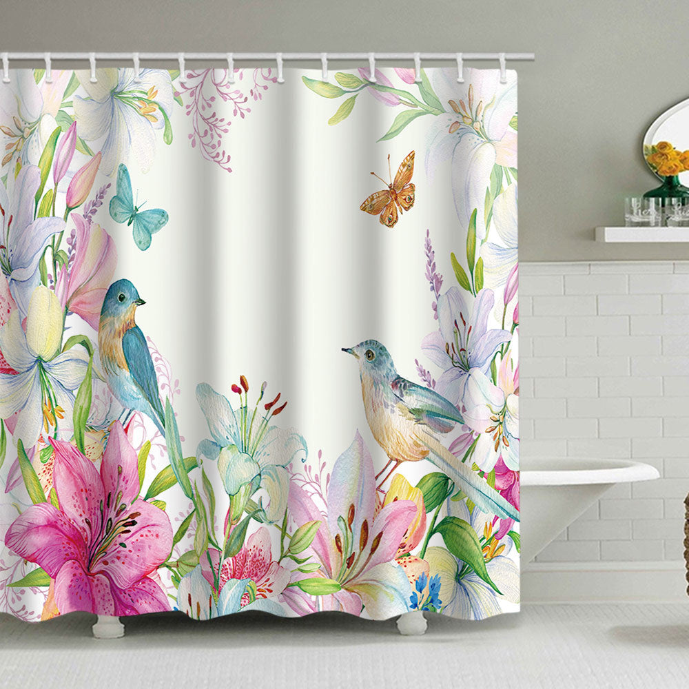 Floral Lavender Pattern Shower Curtain