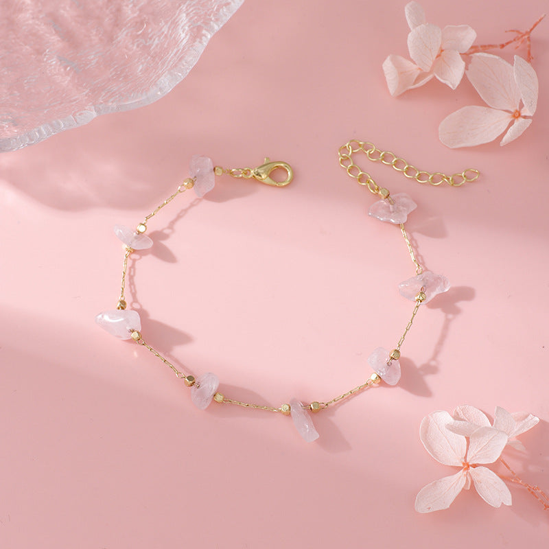Rose Quartz Charm Anklet Acalora