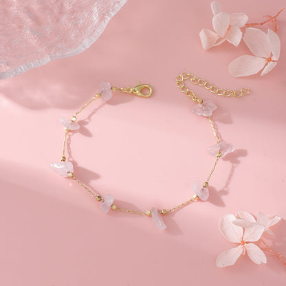 Rose Quartz Charm Anklet Acalora