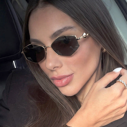 Women's geometric sunglasses with protective UV filter and high-end metal frame Karnz