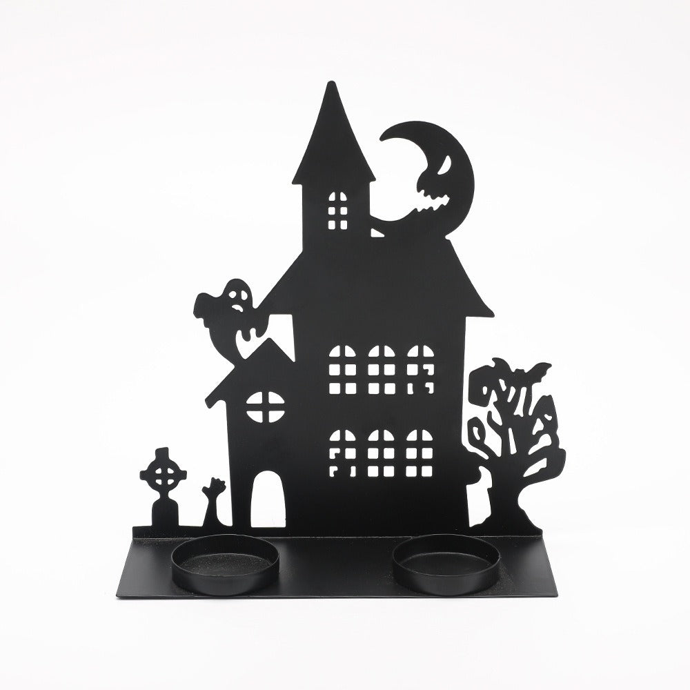 Haunted House Metal Tealight Candle Holder Decor Acalora