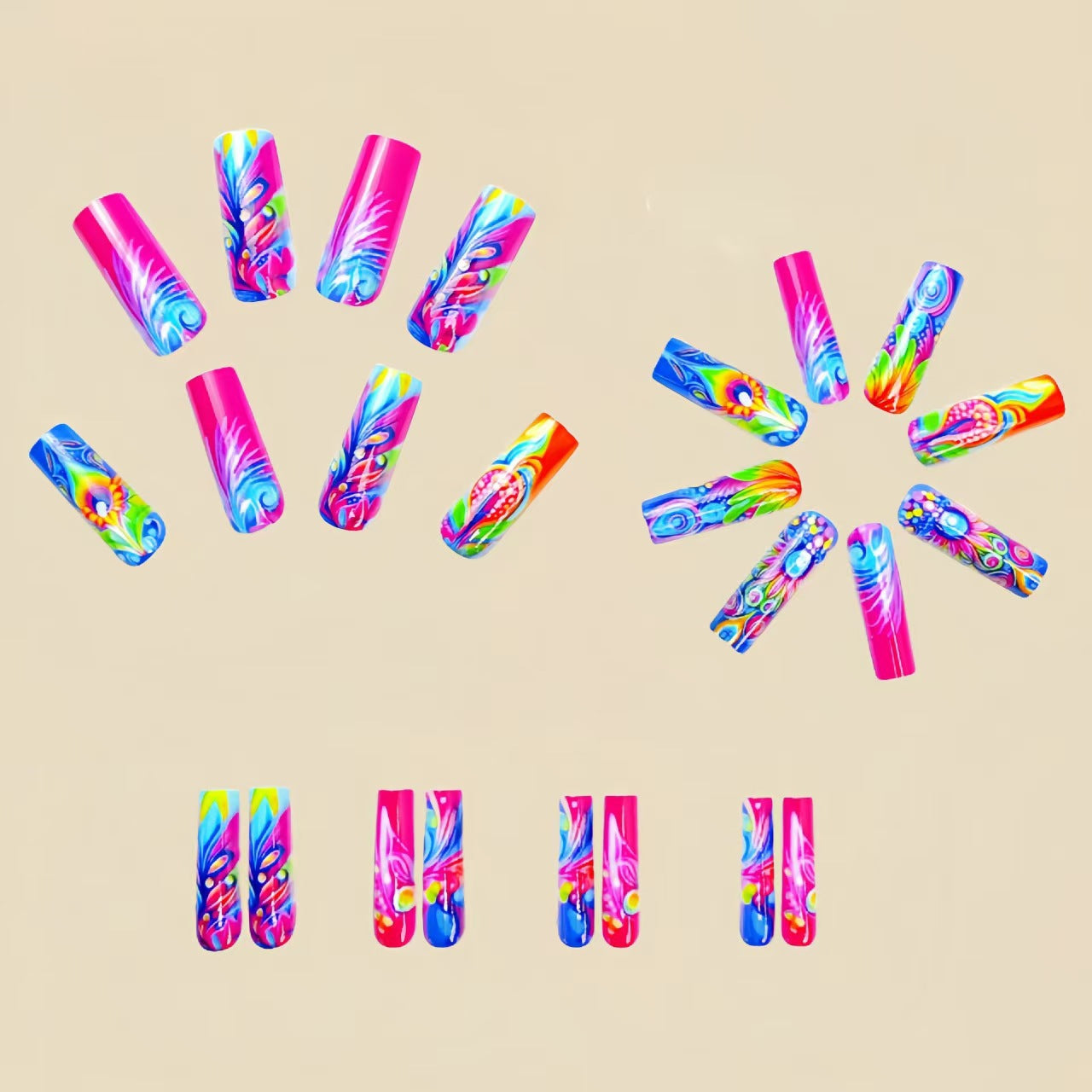 Nail art set with creative patterns and glitter Acalora