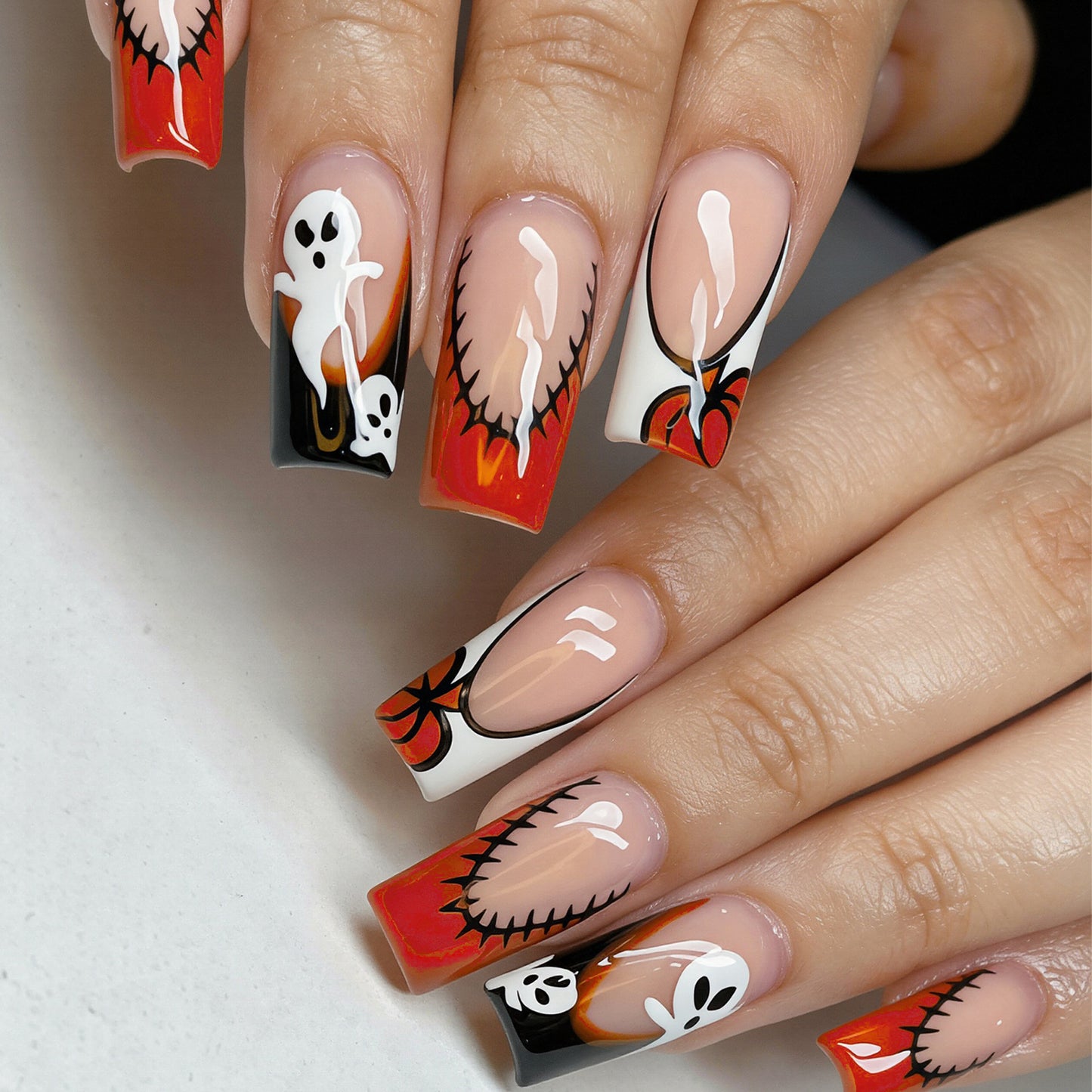 Creative Halloween-Themed Press-On Nail Art Acalora