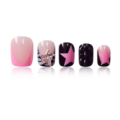 Artistic Press-On Nail Set with Star and Glitter Accents Acalora