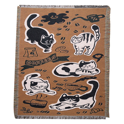Whimsical Cat-Themed Throw Blanket