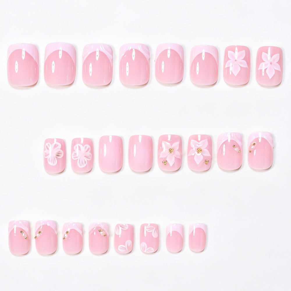 Floral Accented Press-On Nail Art Set Acalora