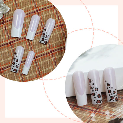 Artistic Press-On Nail Set with Stylish Animal Print Design Acalora