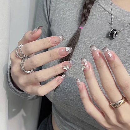 Acrylic nail set with sparkling crystal decorations Acalora