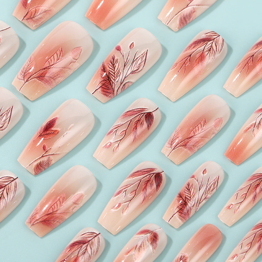 Artificial nails with elegant leaf pattern Acalora