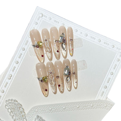 Decorative Stiletto Nail Art Set with Gem Accents Acalora