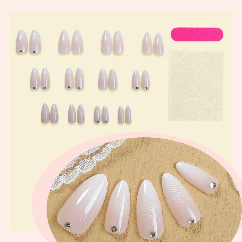 Glossy Press-On Nail Set with Gem Accents Acalora