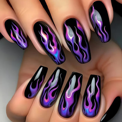 Artistic Flame-Patterned Nail Art Acalora