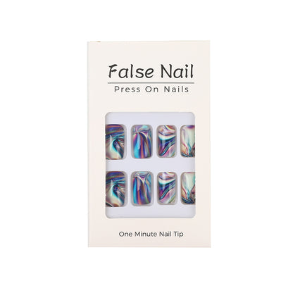 Artificial nail set in modern marble design Acalora