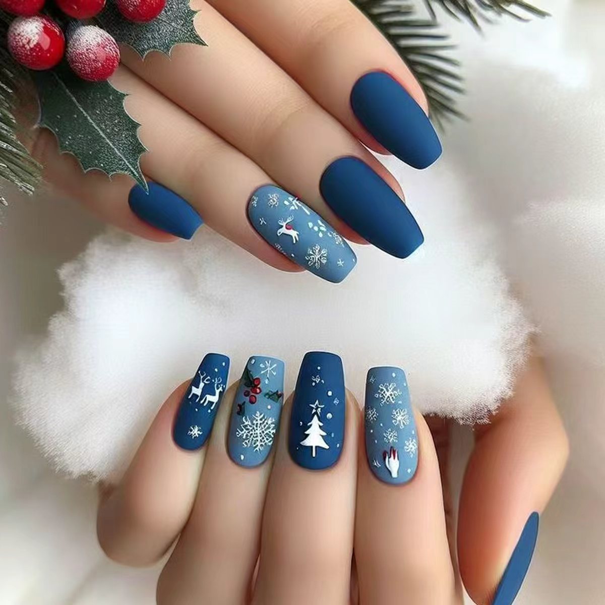 Festive Matte Nail Art Acalora