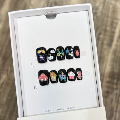 Whimsical Cartoon-Themed Press-On Nail Set Acalora
