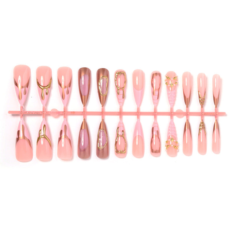 Luxury Press-On Nail Set with Gold Accents Acalora