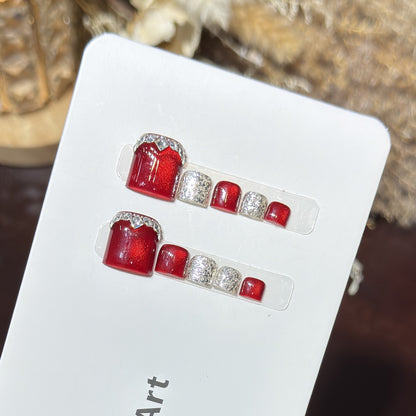 Glamorous Press-On Nail Set with Sparkling Rhinestone Accents Acalora