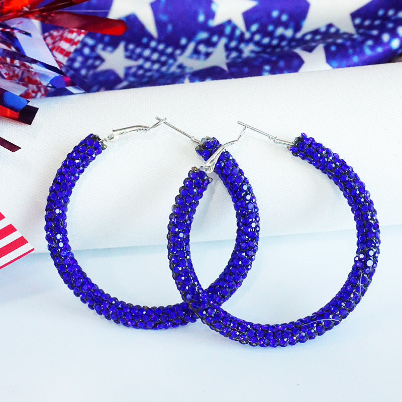 Women's large hoop earrings with rhinestone embellishment and rhodium-plated setting Bowlift