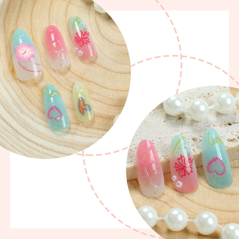 Creative Tropical-Inspired Press-On Nail Art Set Acalora