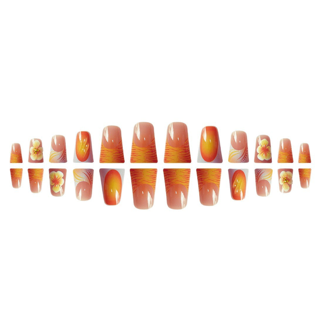 Artistic Floral Press-On Nails Set Acalora