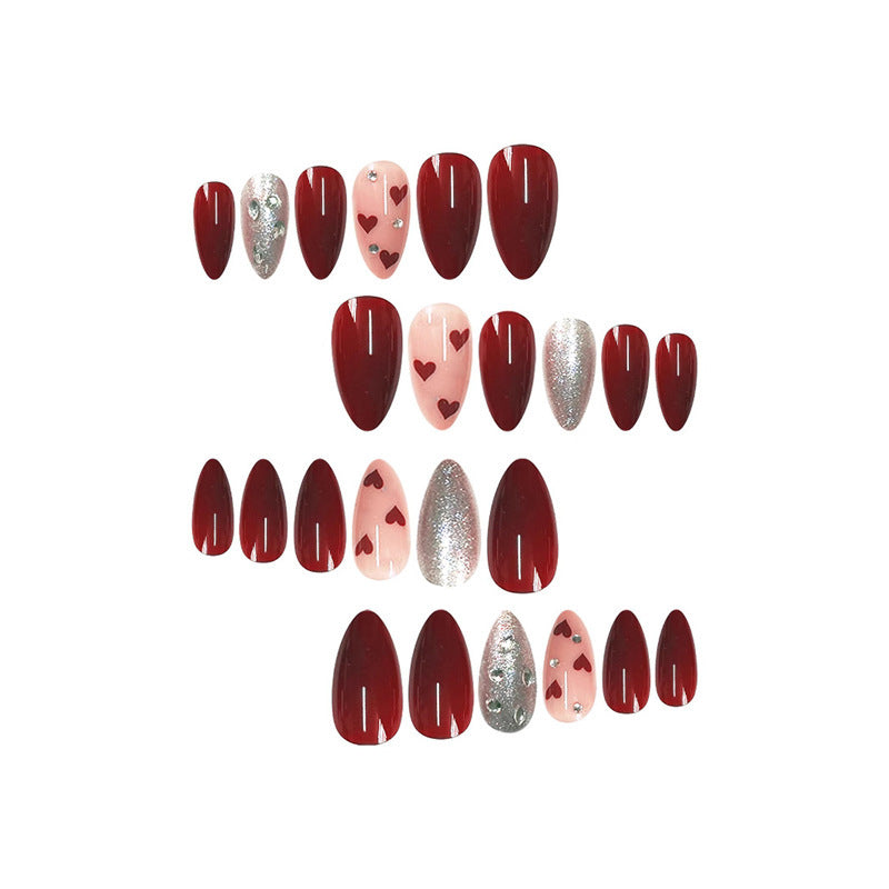 Romantic Heart and Glitter Nail Art Acalora