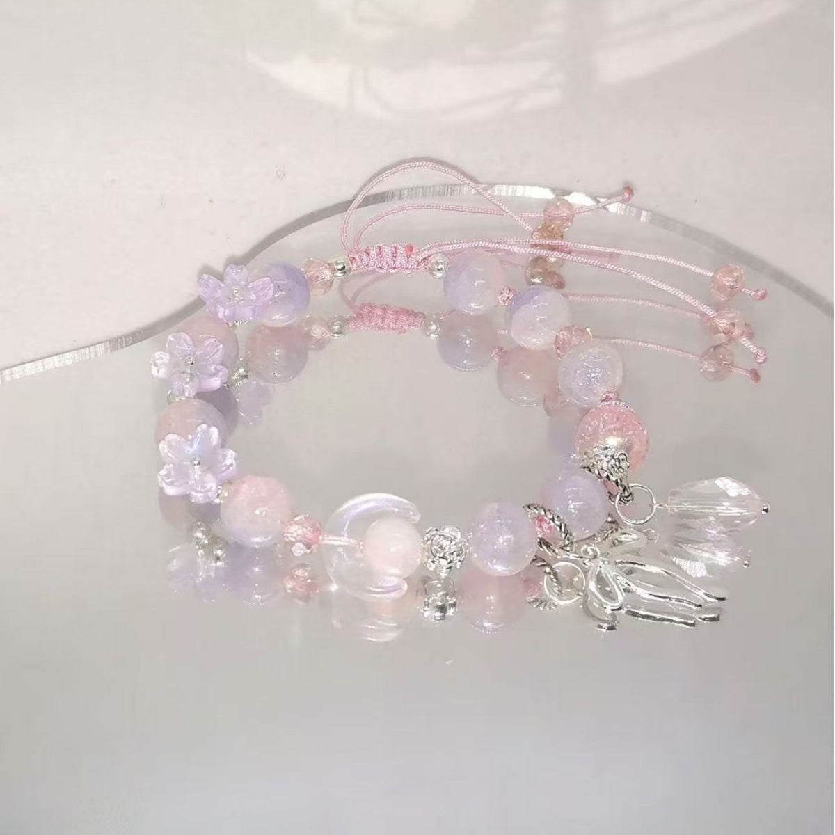 Handmade Floral Bead Charm Bracelet Acalora