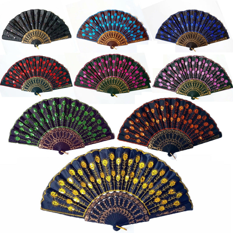 Ladies' handmade fan with fine embroideries Brehn