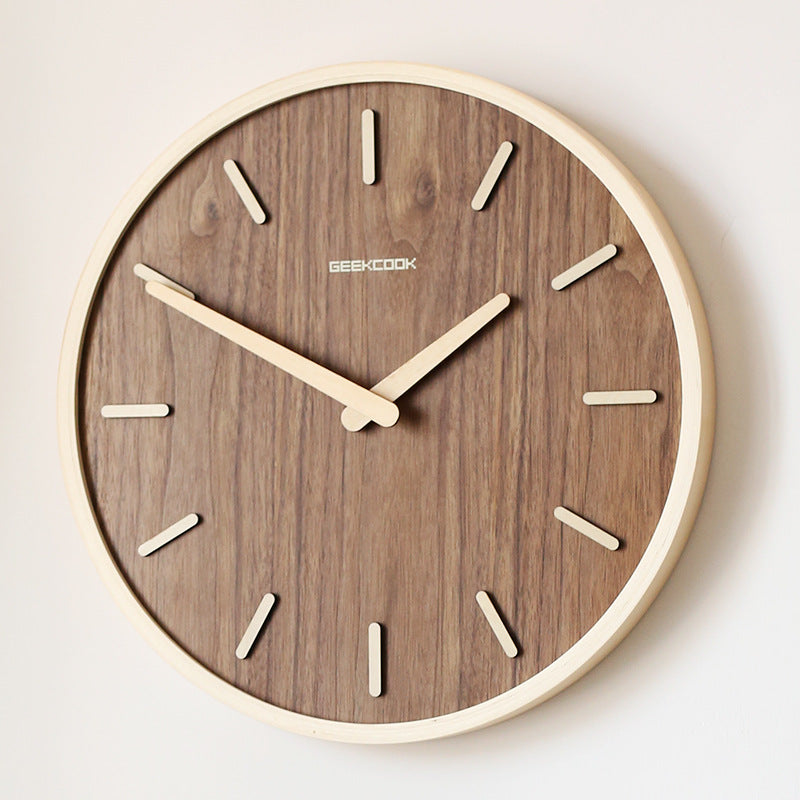 Minimalist Quiet Wood Wall Clock 12 Inch