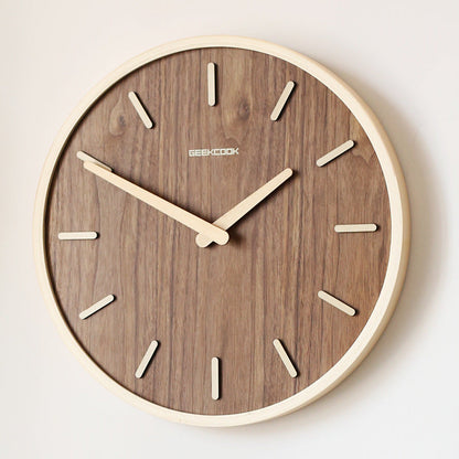 Minimalist Quiet Wood Wall Clock 12 Inch