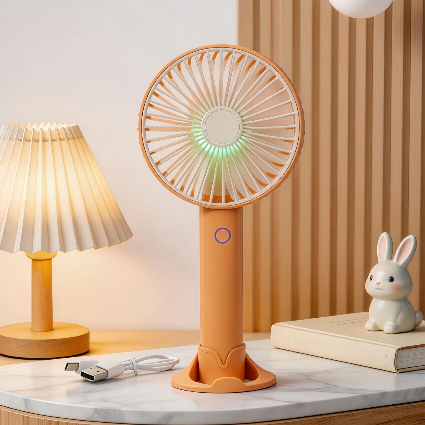 Women's Portable Handheld Fan with USB Charging Function and LED Lighting Karnz
