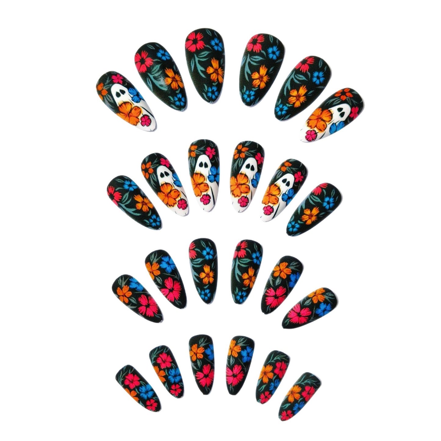 Artistic Floral Skull Nail Art Acalora