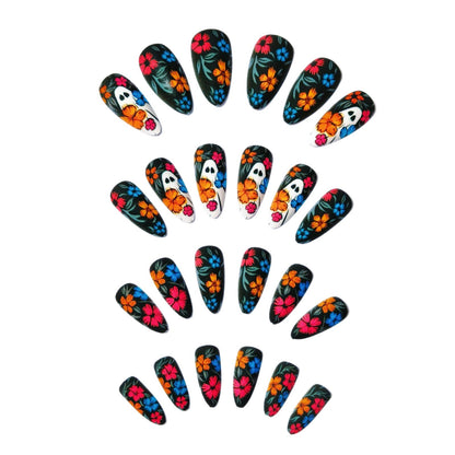 Artistic Floral Skull Nail Art Acalora