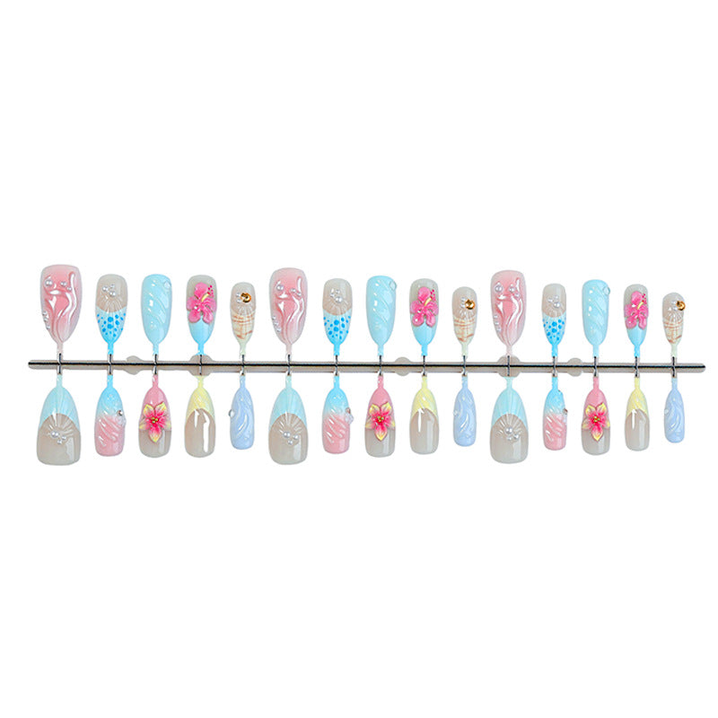 Decorative Press-On Nail Art Set with Premium Floral Designs Acalora