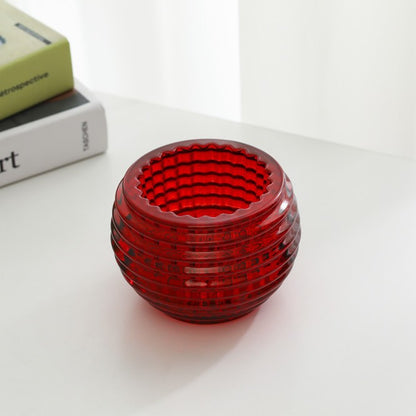 Round Ribbed Glass Votive Candle Holder for Tealights Acalora