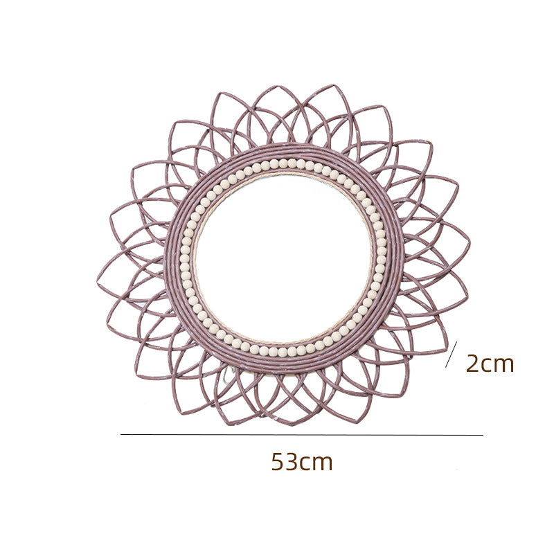 Decorative wall mirror with rattan frame Acalora