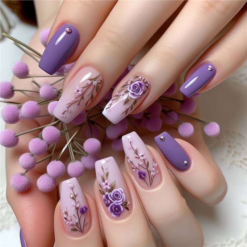 Elegant Floral Design Nail Wraps Acalora