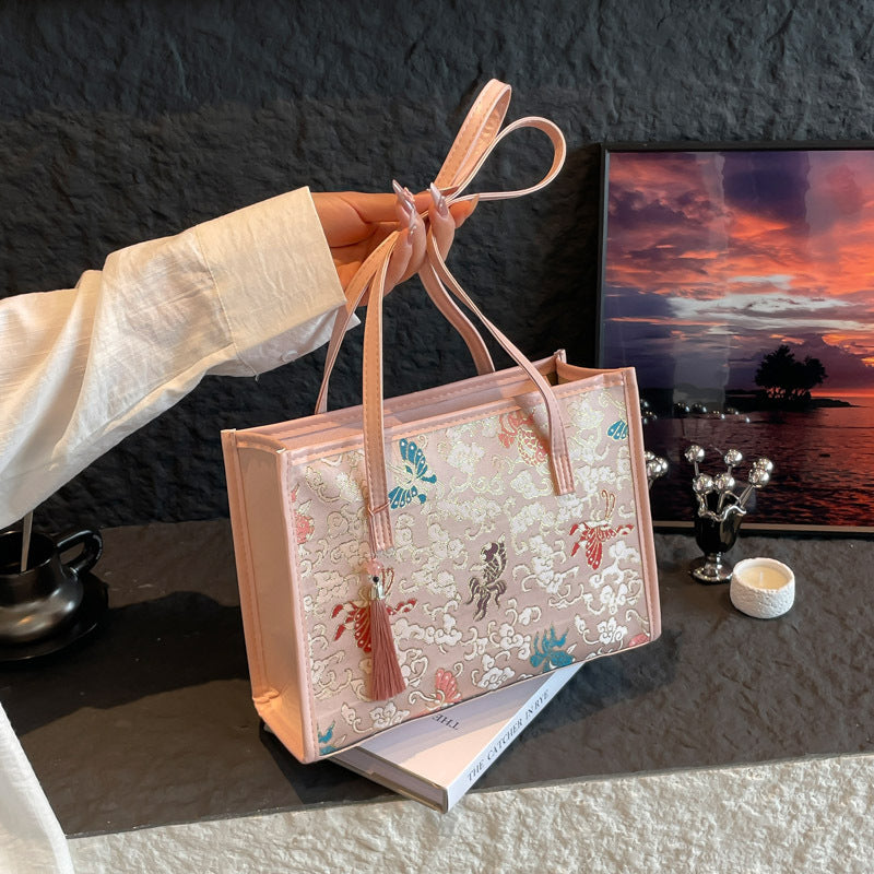 Embroidered Butterfly Pattern Handbag Acalora
