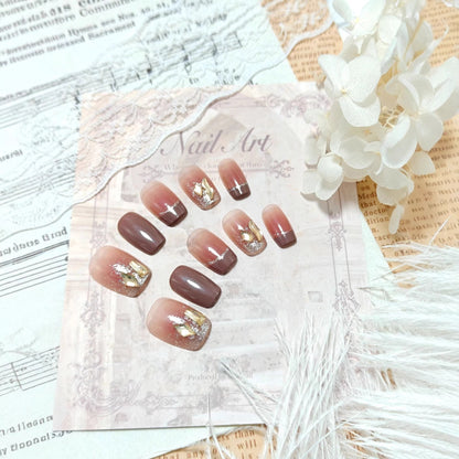 Acrylic nails in elegant ombre design with glitter elements Acalora