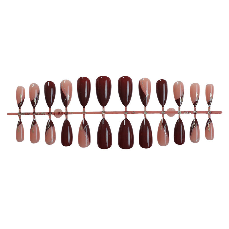Elegant Press-On Nail Set with Unique Marble and Gradient Patterns Acalora