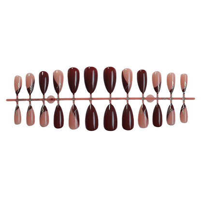 Elegant Press-On Nail Set with Unique Marble and Gradient Patterns Acalora