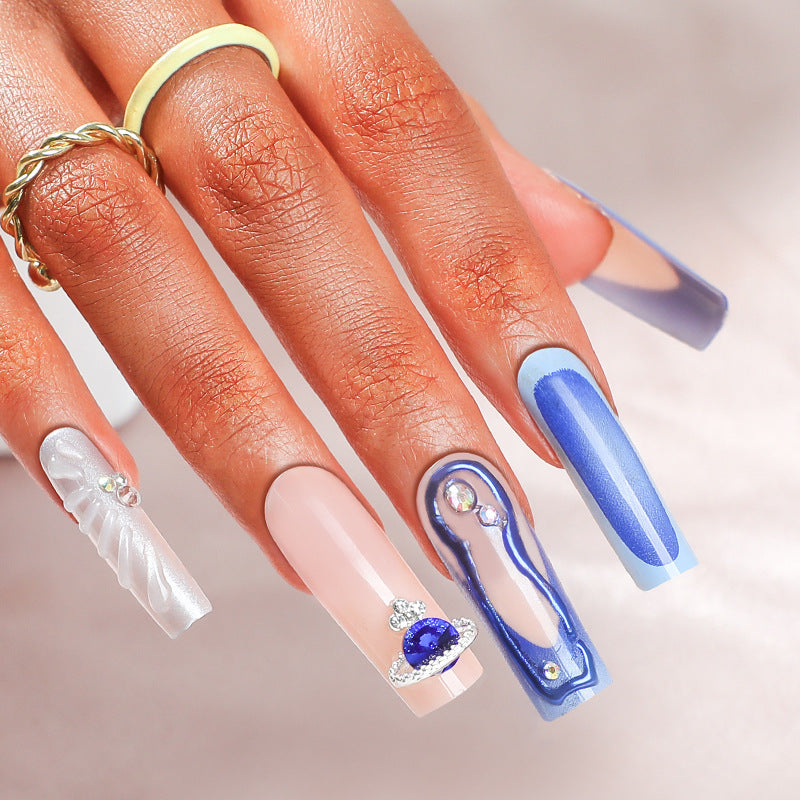 Premium Artistic Press-On Nail Set with Decorative Elements Acalora