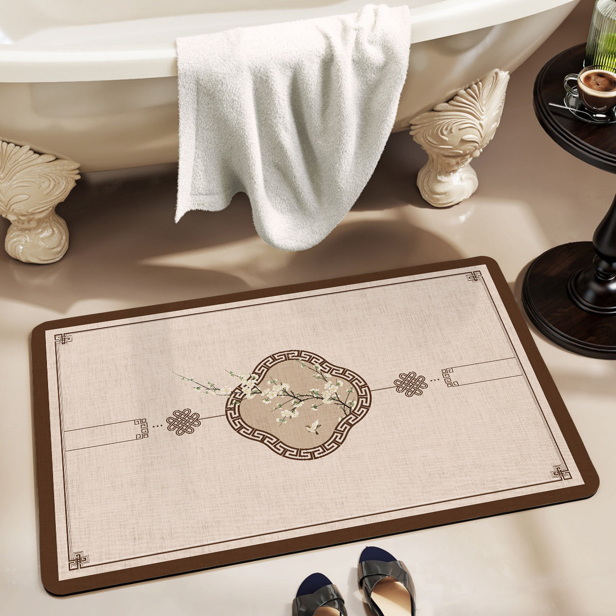 Elegant Geometric Bathroom Mat Acalora